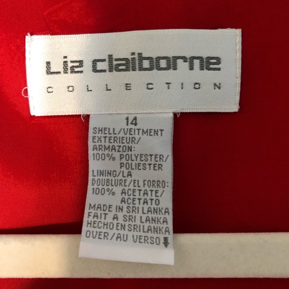 LIZ CLAIBORNE Collection Christmas Vest Sz 14 Red Multi Poinsettias - Picture 5 of 6